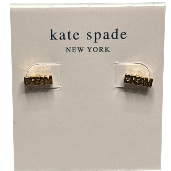 KATE SPADE Gold-Tone Stud Earrings "Dream" Sparkly Fashion Jewelry Gift New - Picture 1 of 3